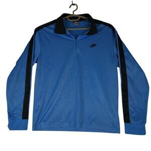 Vintage Nike Shirt Mens L Quarter Zip Activewear Blue Black Stripe Gray Tag Golf